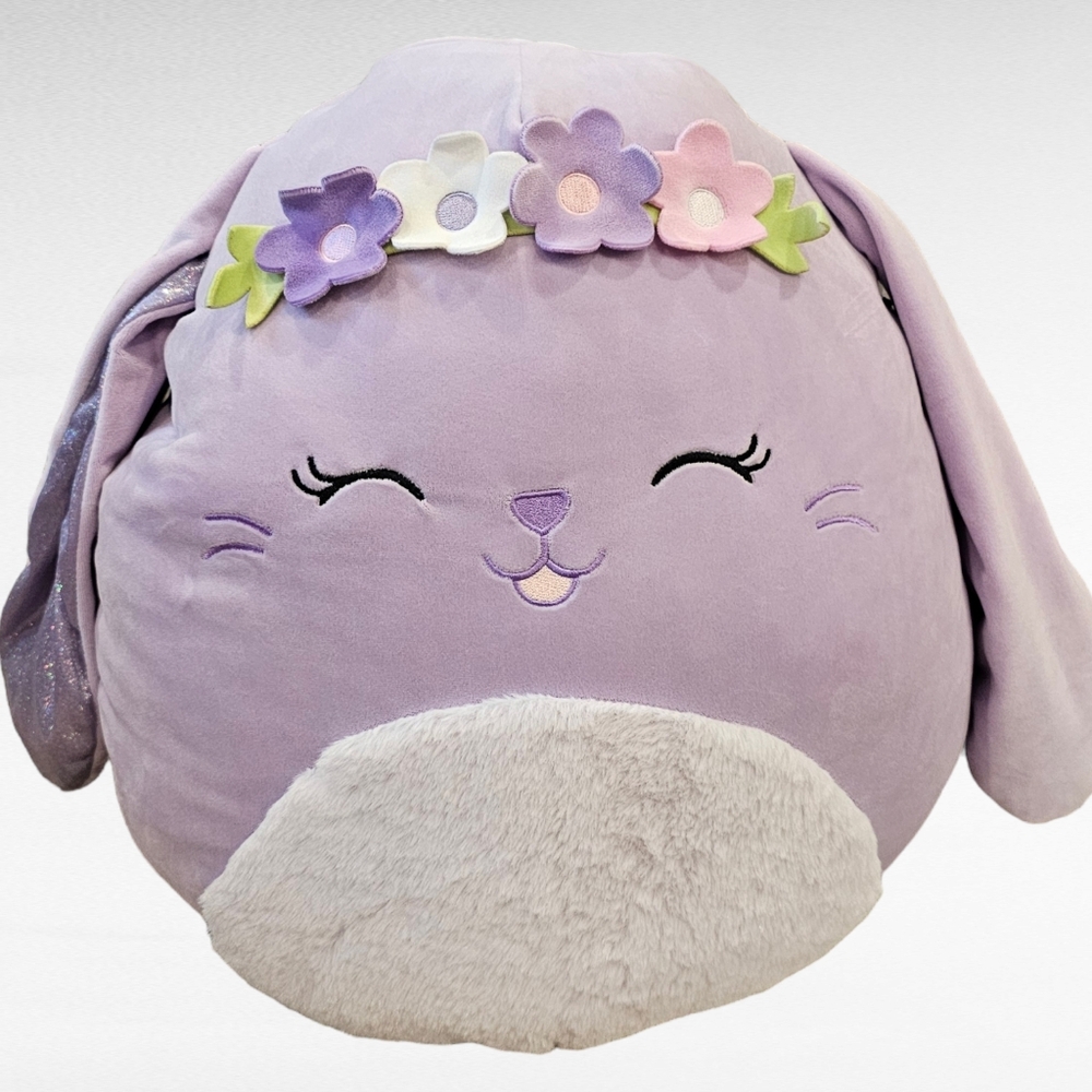 Squishmallows 16" Bubbles Lavendar Bunny with Flower Crown